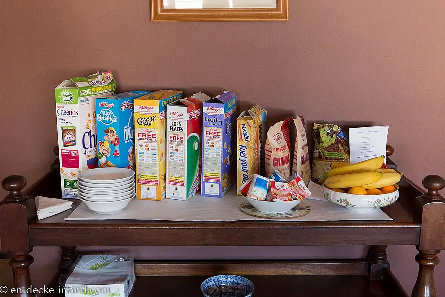 kleines Buffet mit Cereals im Ballinclea House