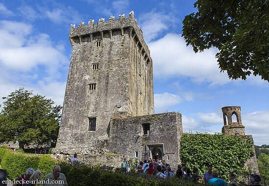 Schlange stehende Besucher für einen Kuss beim Schloss Blarney