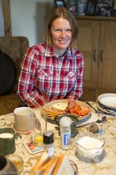 Anne beim Frühstück im B&B Fielys Brae in den Mournes Bergen