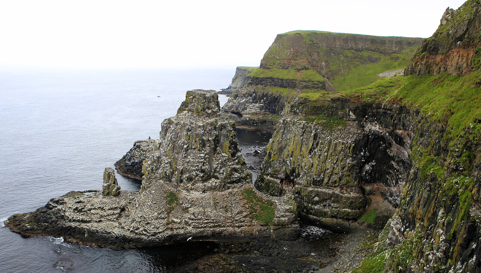 Schroffe Felsen bei der Vogelwarte auf Rathlin Island im County Antrim