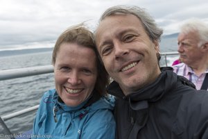 Anne und Lars bei der Überfahrt nach Rathlin Island