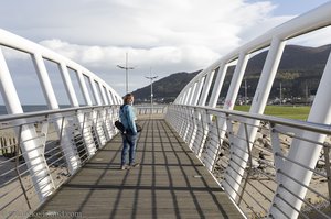 Anne auf einer Brücke bei Newcastle