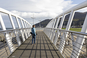 Anne auf einer Brücke bei Newcastle