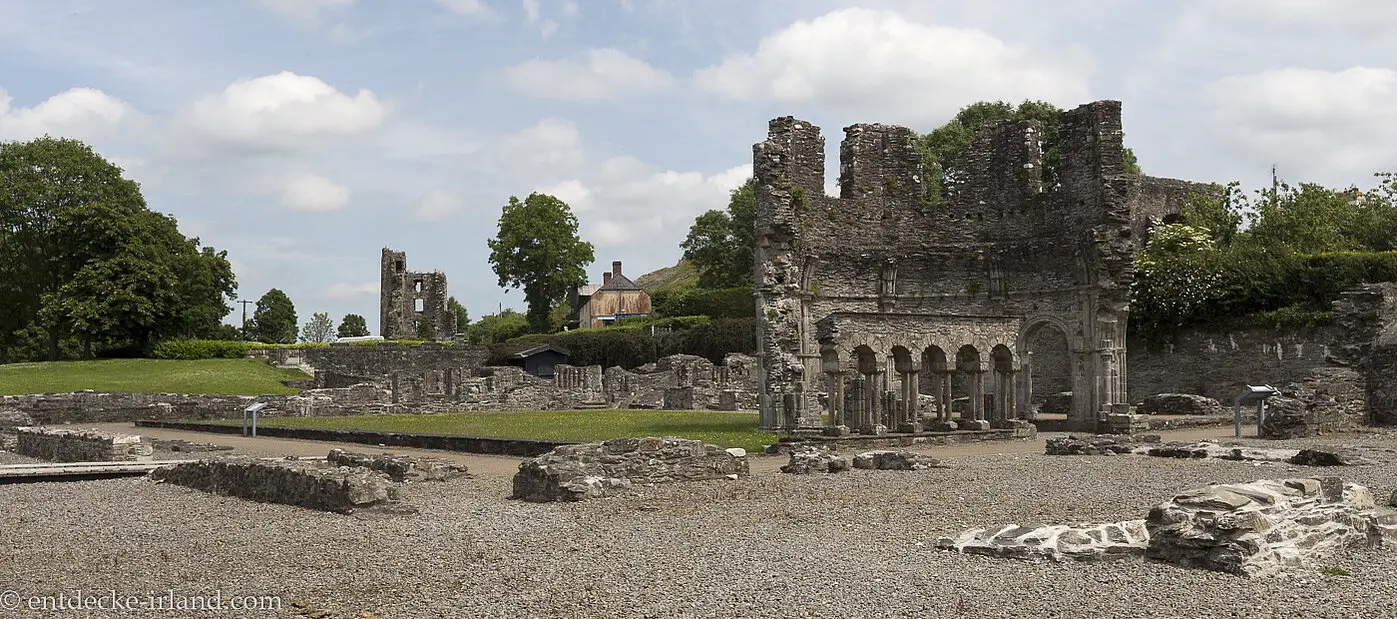 Blick über die Ruinen von Mellifont Abbey