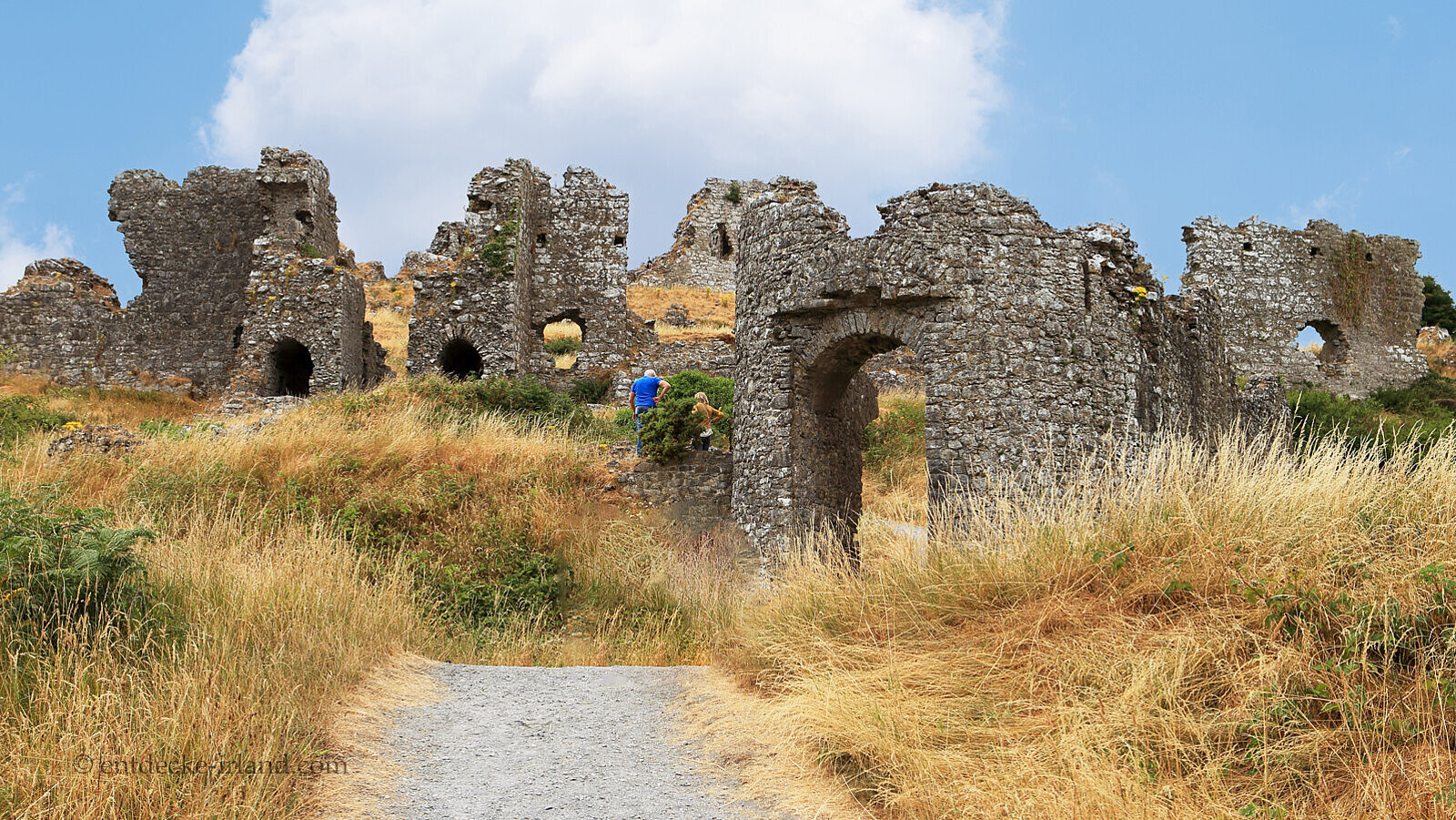 Zugang zu den Ruinen auf dem Rock of Dunamase im County Laois